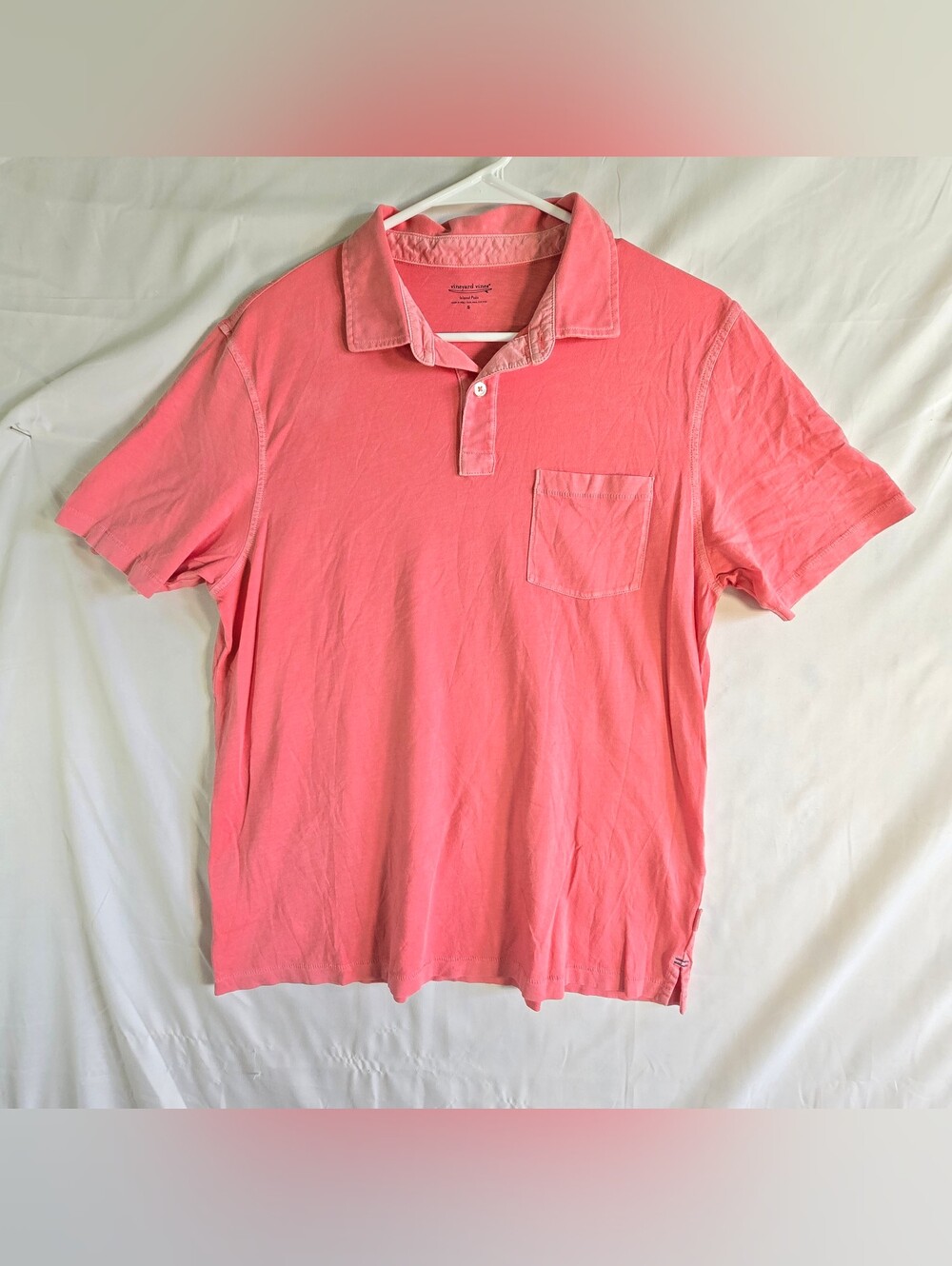 Vineyard Vines Men's Coral Pink Short-Sleeve Polo with Pocket